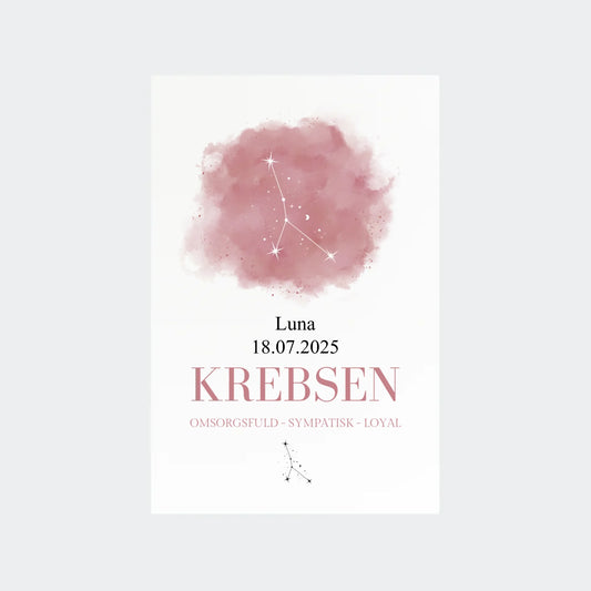 Stjernetegnsplakat – Krebsen, 10 × 15 uden ramme
