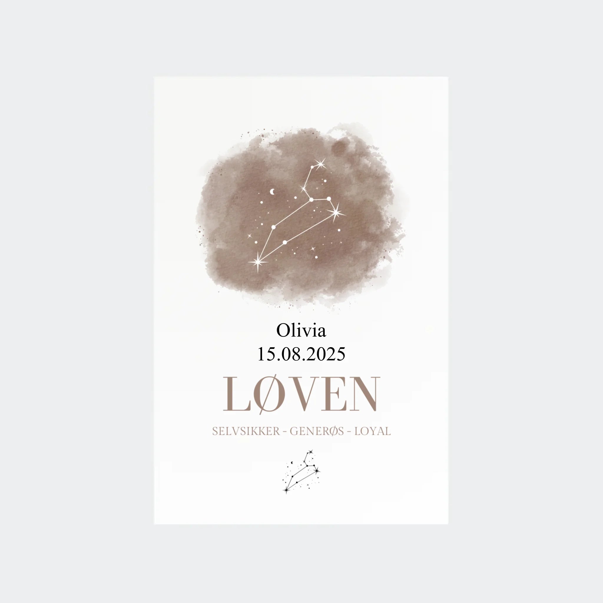 Stjernetegnsplakat – Løven, 10 × 15 uden ramme