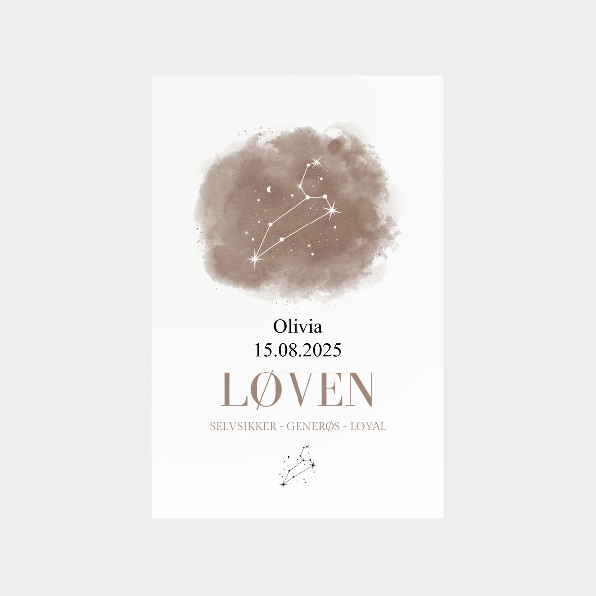 Stjernetegnsplakat – Løven, 10 × 15 uden ramme