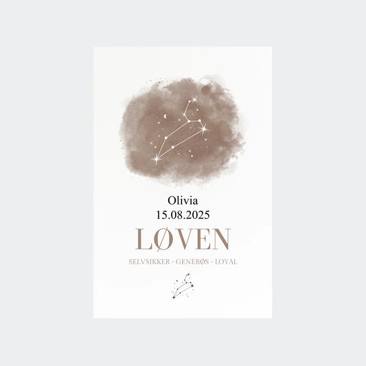 Stjernetegnsplakat – Løven, 10 × 15 uden ramme