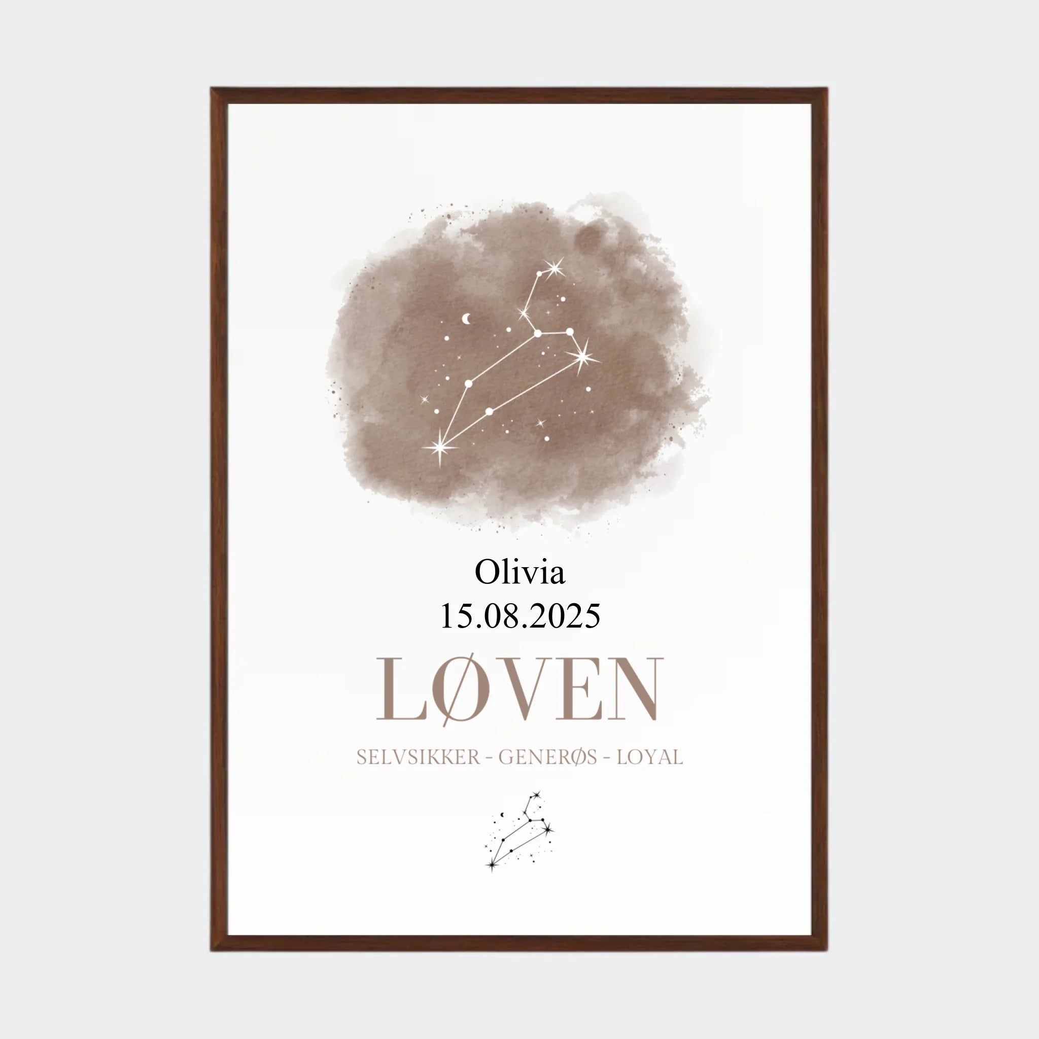 Stjernetegnsplakat - Løven Customizer 123Unik A2 Mørk eg A2