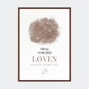 Stjernetegnsplakat - Løven Customizer 123Unik A2 Mørk eg A2