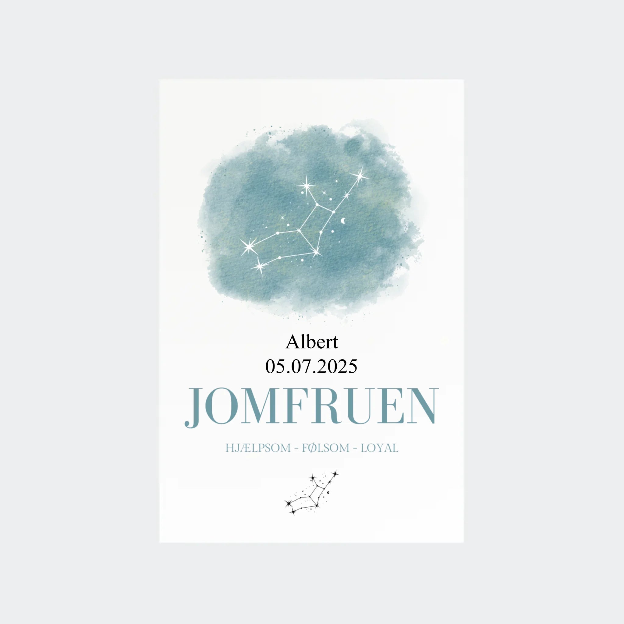 Stjernetegnsplakat – Jomfruen, 10 × 15 uden ramme