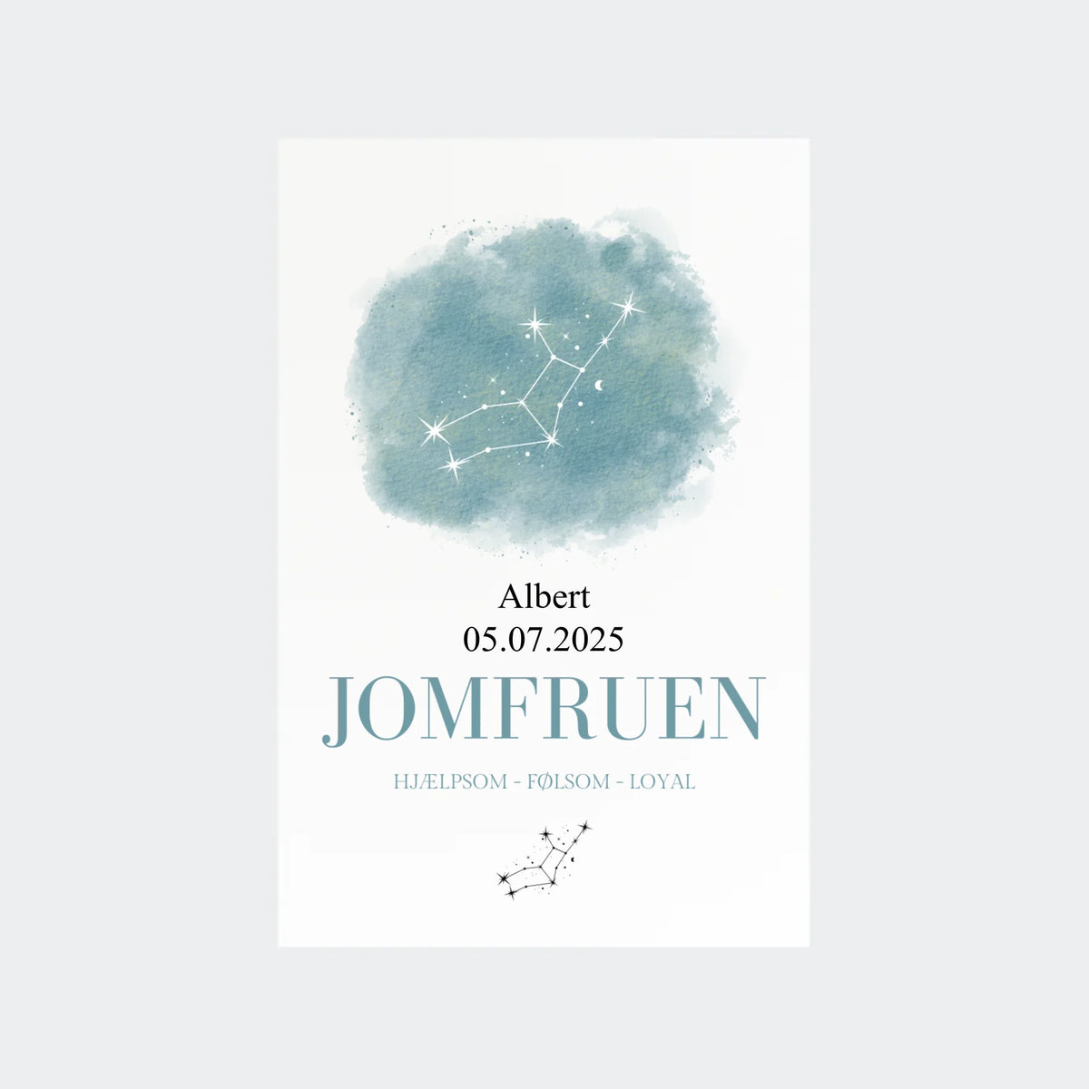 Stjernetegnsplakat – Jomfruen, 10 × 15 uden ramme
