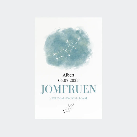Stjernetegnsplakat – Jomfruen, 10 × 15 uden ramme