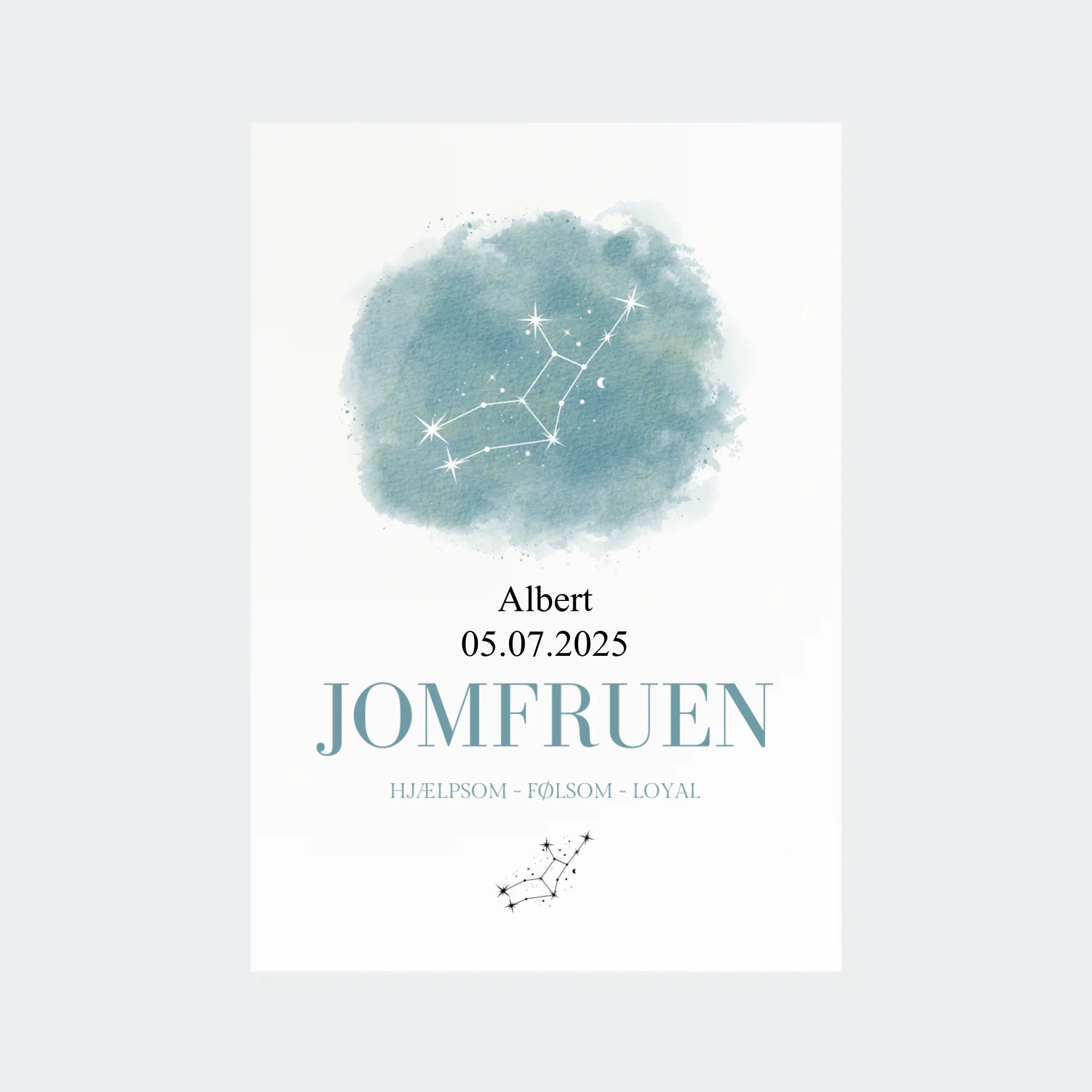 Stjernetegnsplakat – Jomfruen, A4 uden ramme