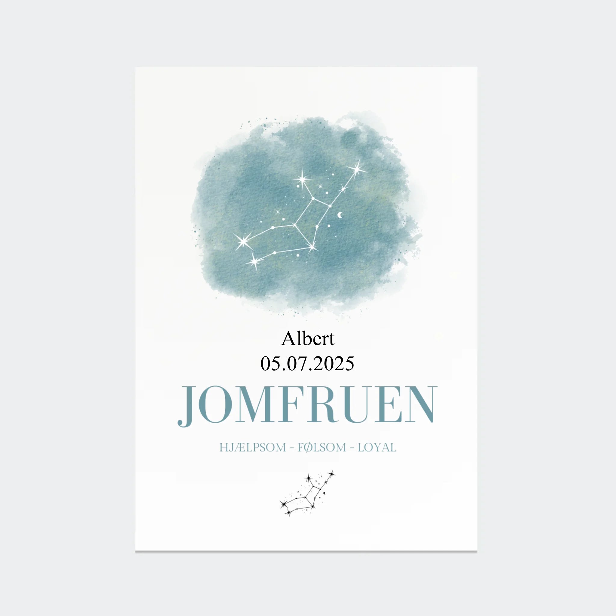 Stjernetegnsplakat – Jomfruen, A3 uden ramme