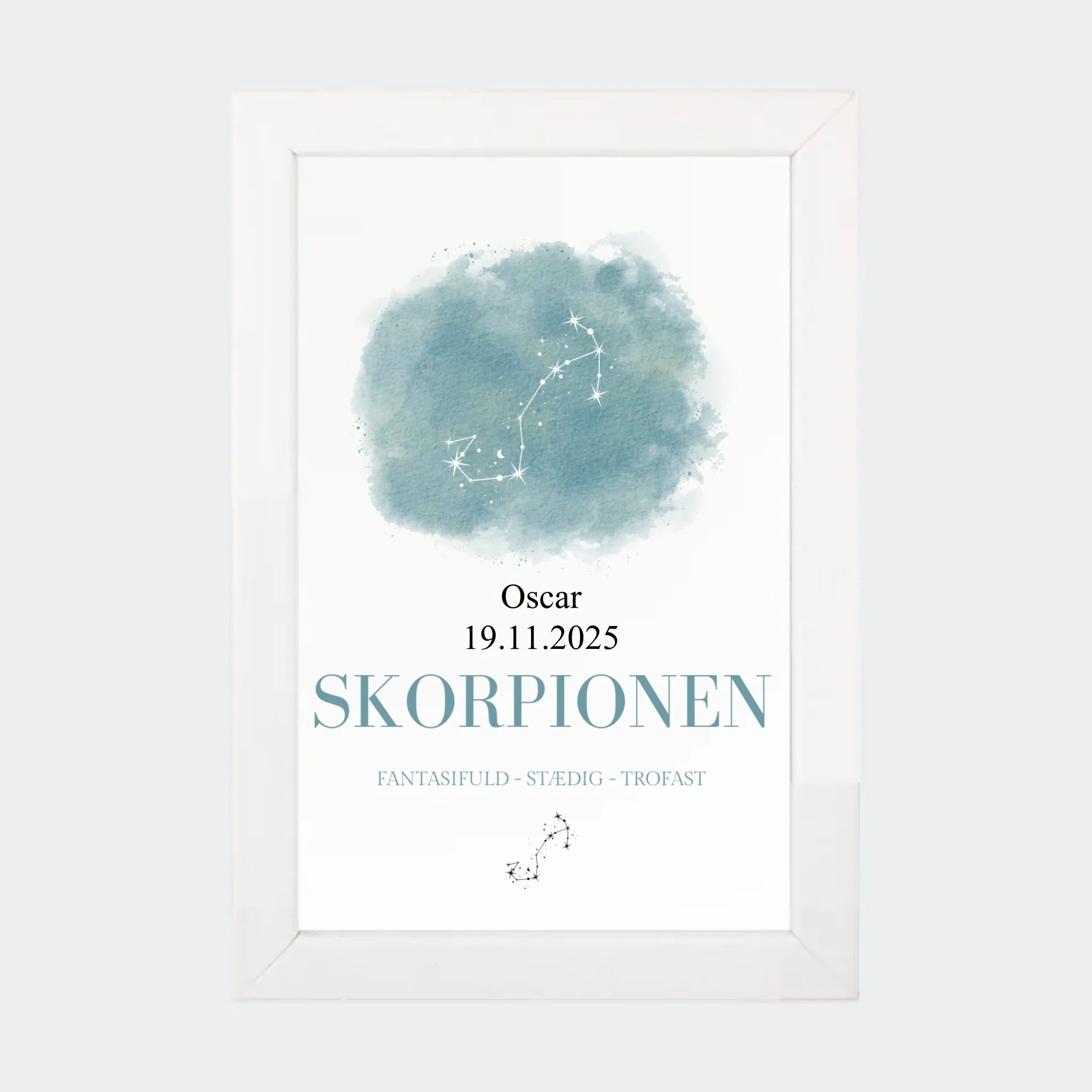 Stjernetegnsplakat – Skorpionen, 10 × 15 med hvid ramme