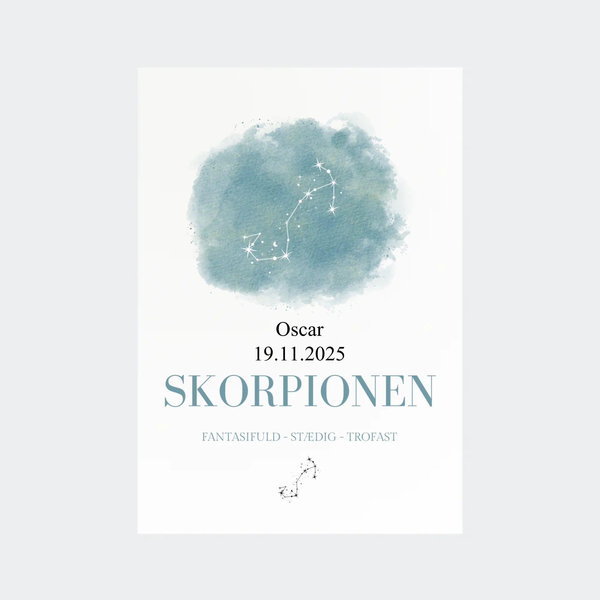 Stjernetegnsplakat – Skorpionen, A4 uden ramme