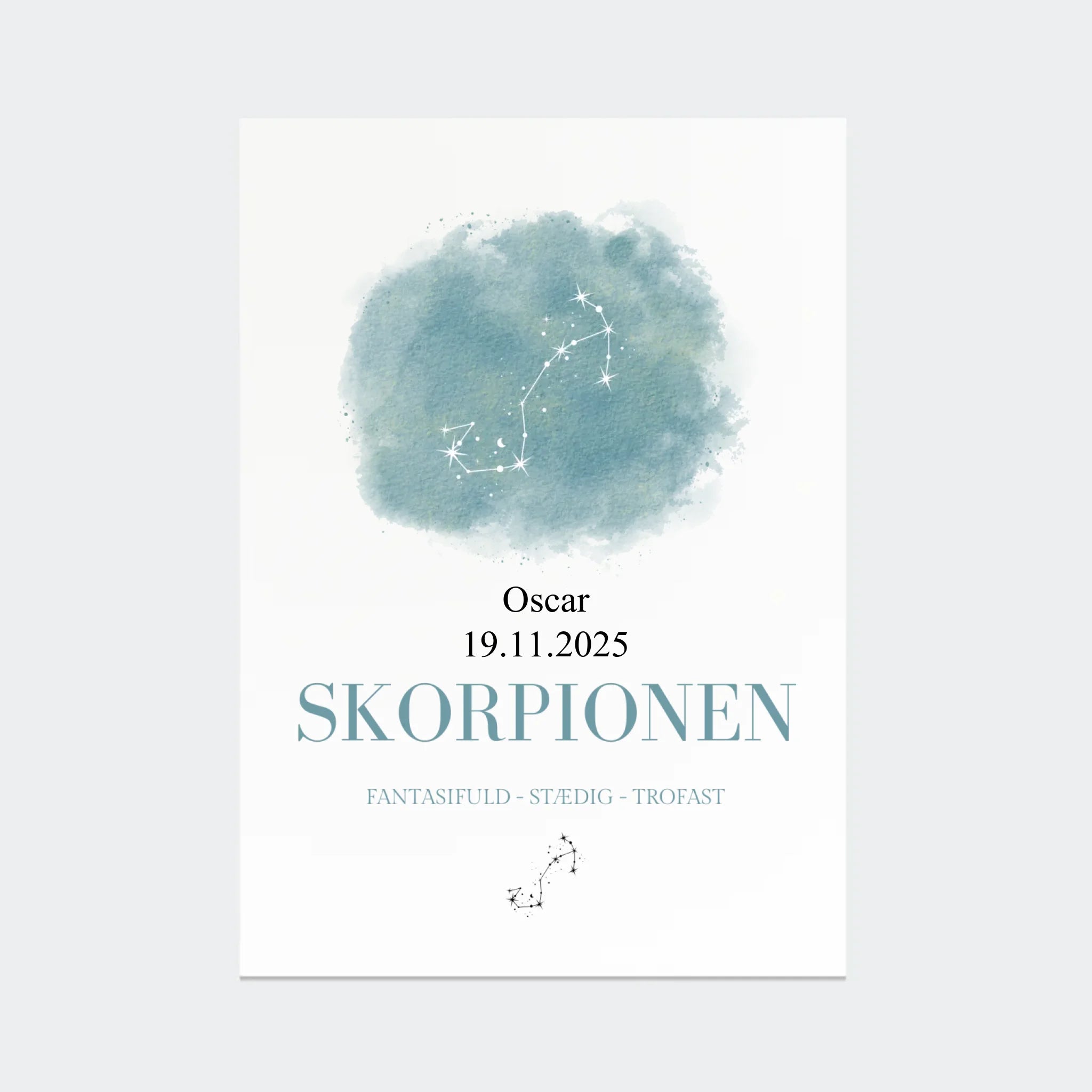 Stjernetegnsplakat – Skorpionen, A3 uden ramme