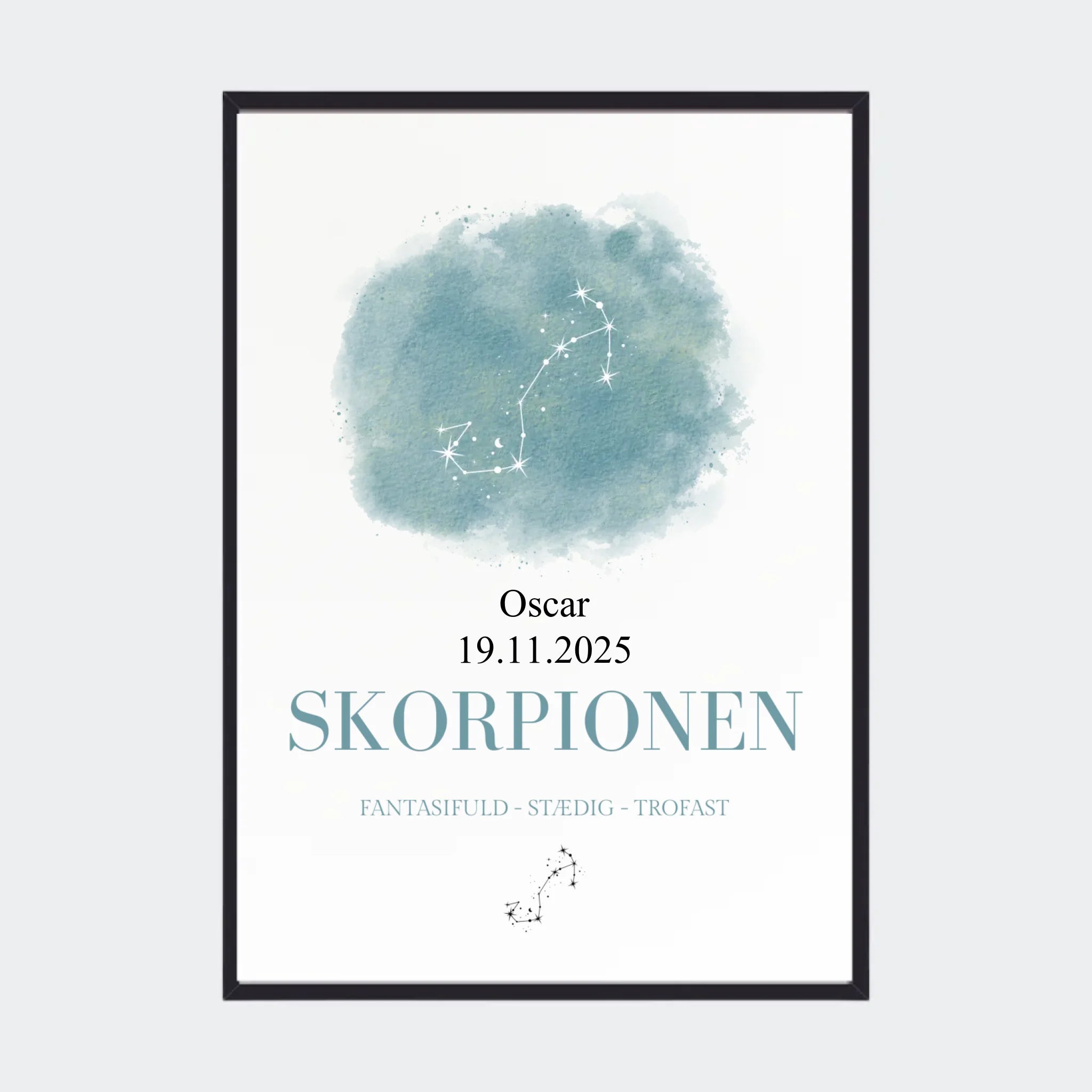 Stjernetegnsplakat – Skorpionen, A2 med sort ramme