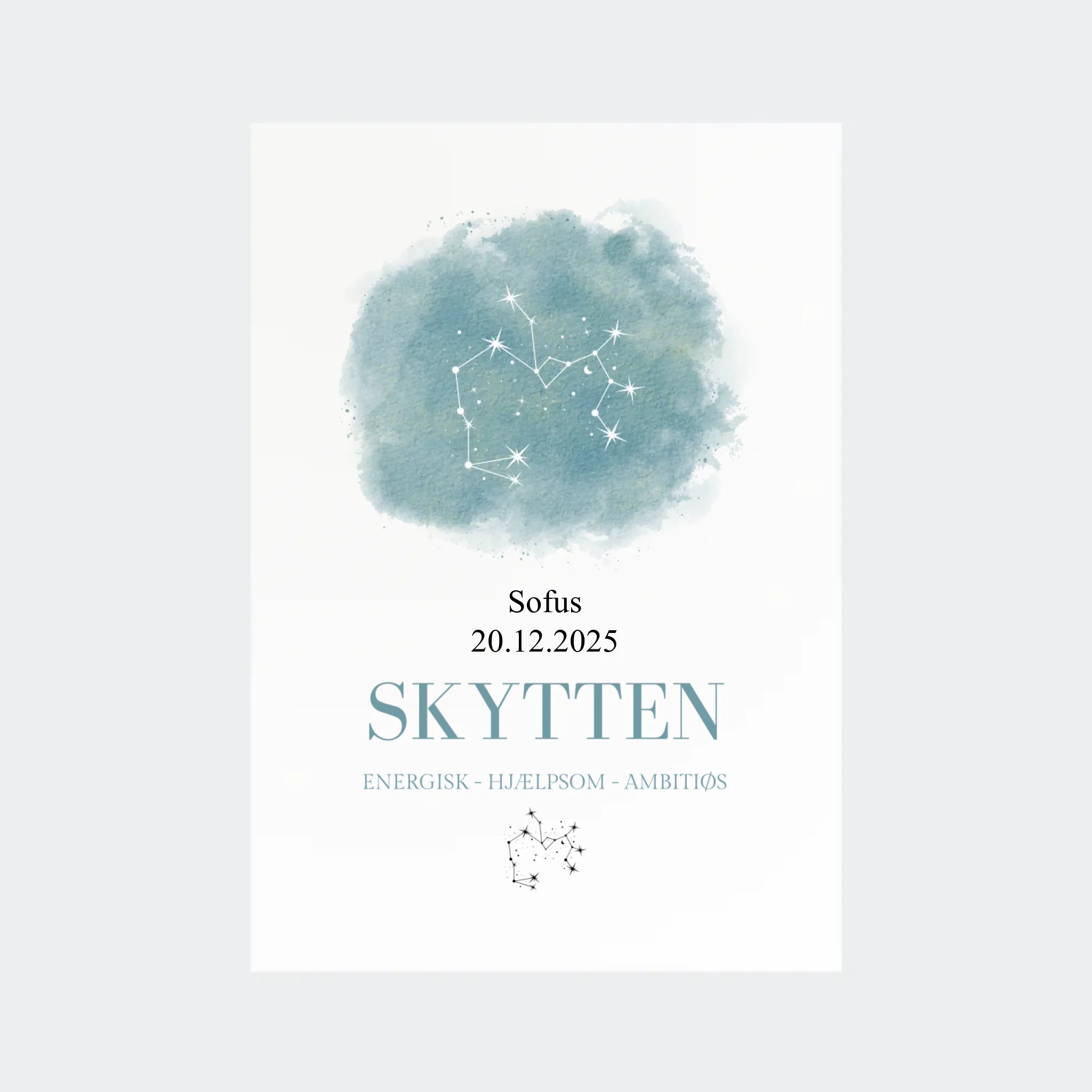 Stjernetegnsplakat – Skytten, A4 uden ramme