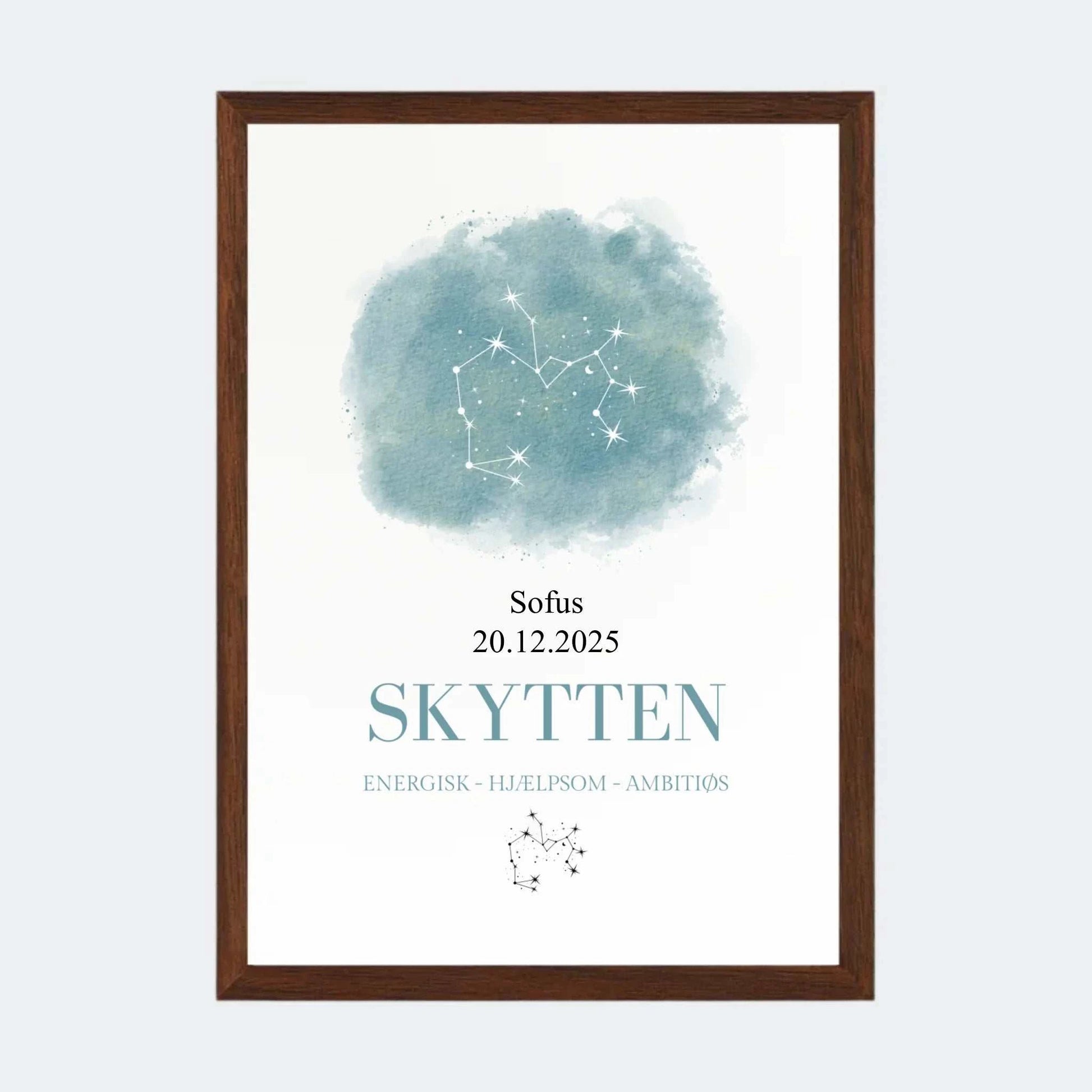 Stjernetegnsplakat - Skytten Customizer TeeInBlue A4 Mørk eg A4