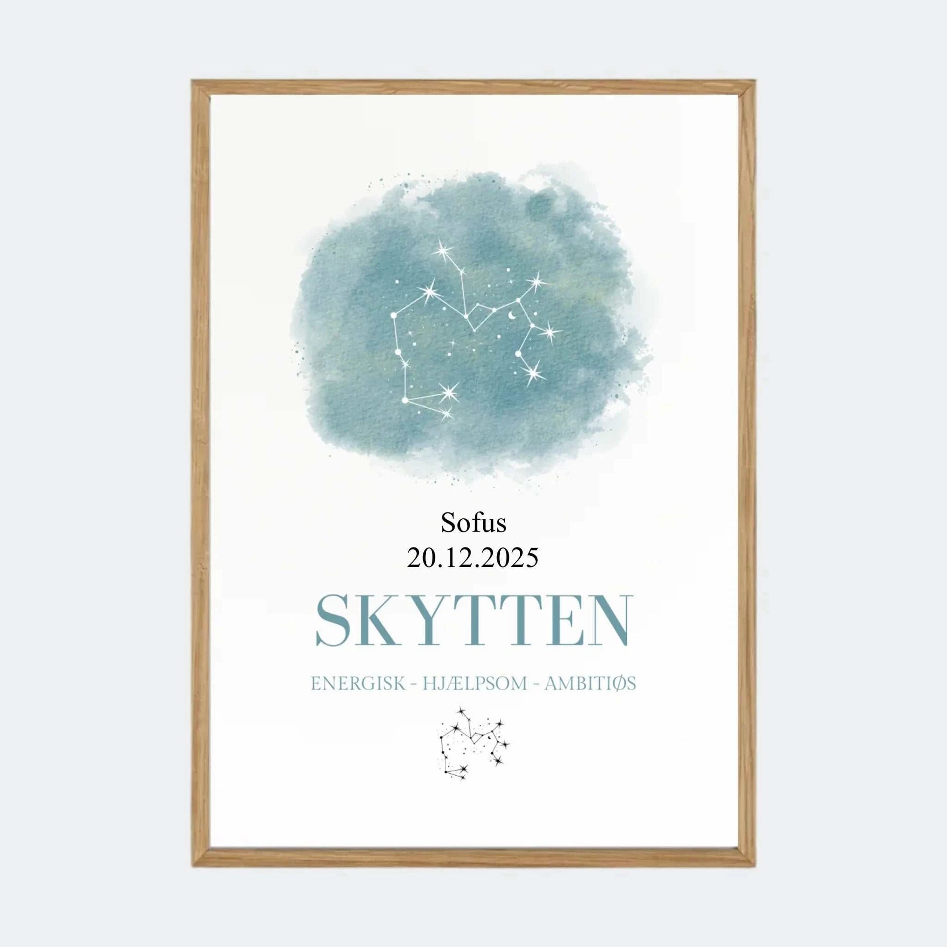 Stjernetegnsplakat - Skytten Customizer TeeInBlue A3 Massiv eg A3