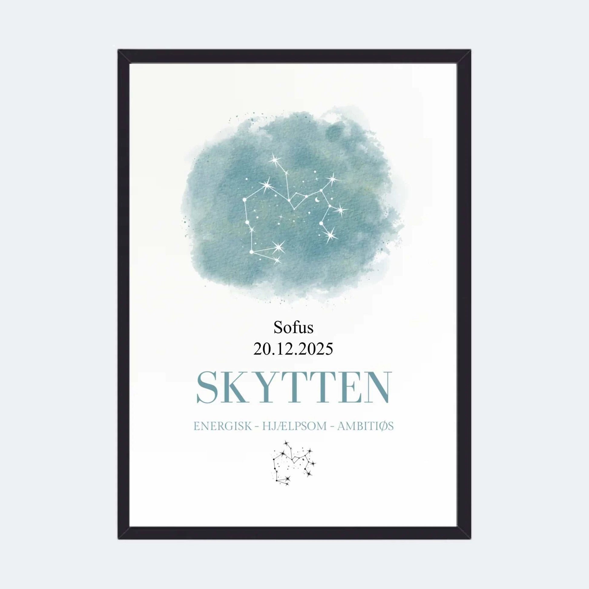 Stjernetegnsplakat - Skytten Customizer TeeInBlue A3 Sort A3