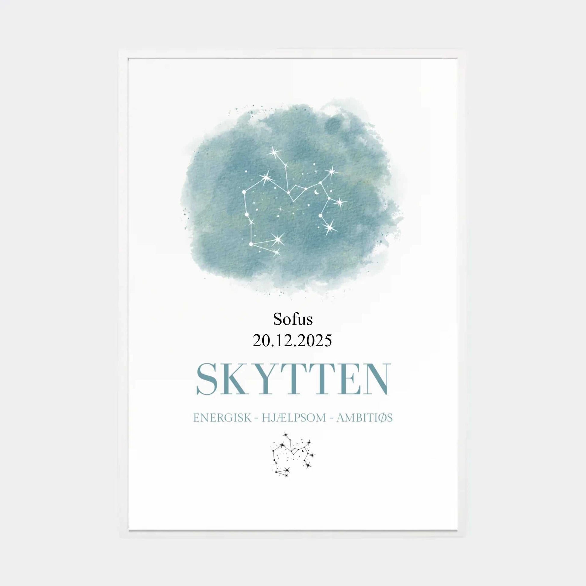 Stjernetegnsplakat - Skytten Customizer TeeInBlue A2 Hvid A2