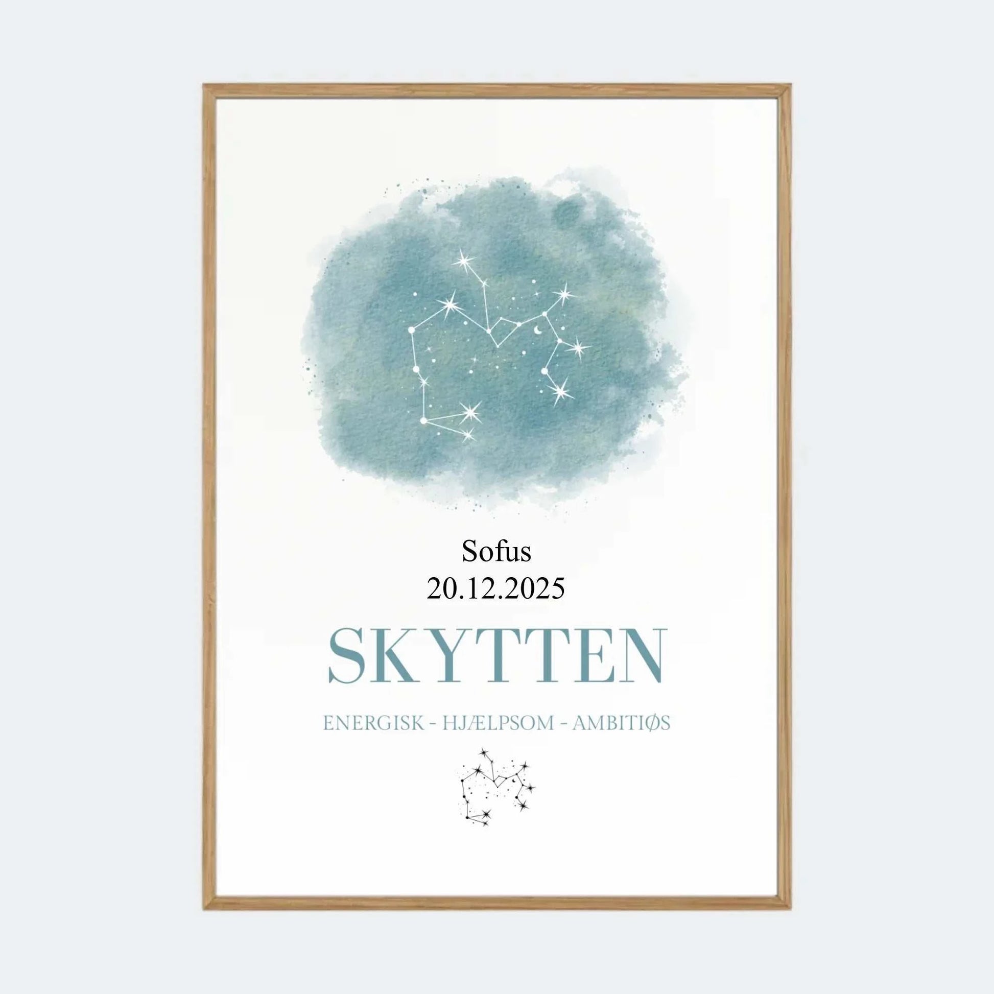 Stjernetegnsplakat - Skytten Customizer TeeInBlue A2 Massiv eg A2