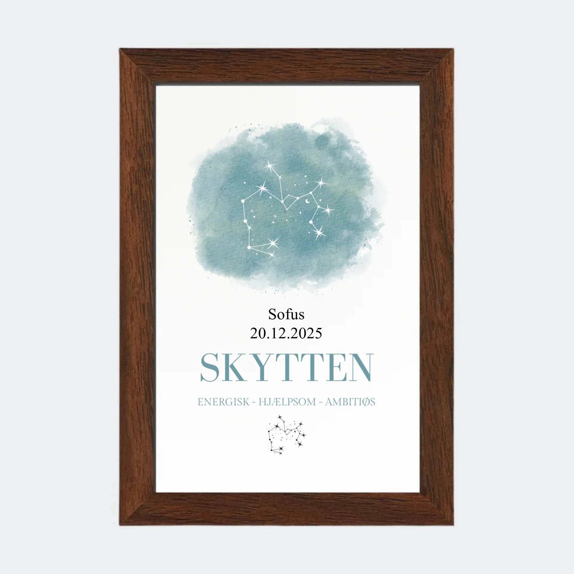 Stjernetegnsplakat - Skytten Customizer TeeInBlue 10x15 Mørk eg 10x15