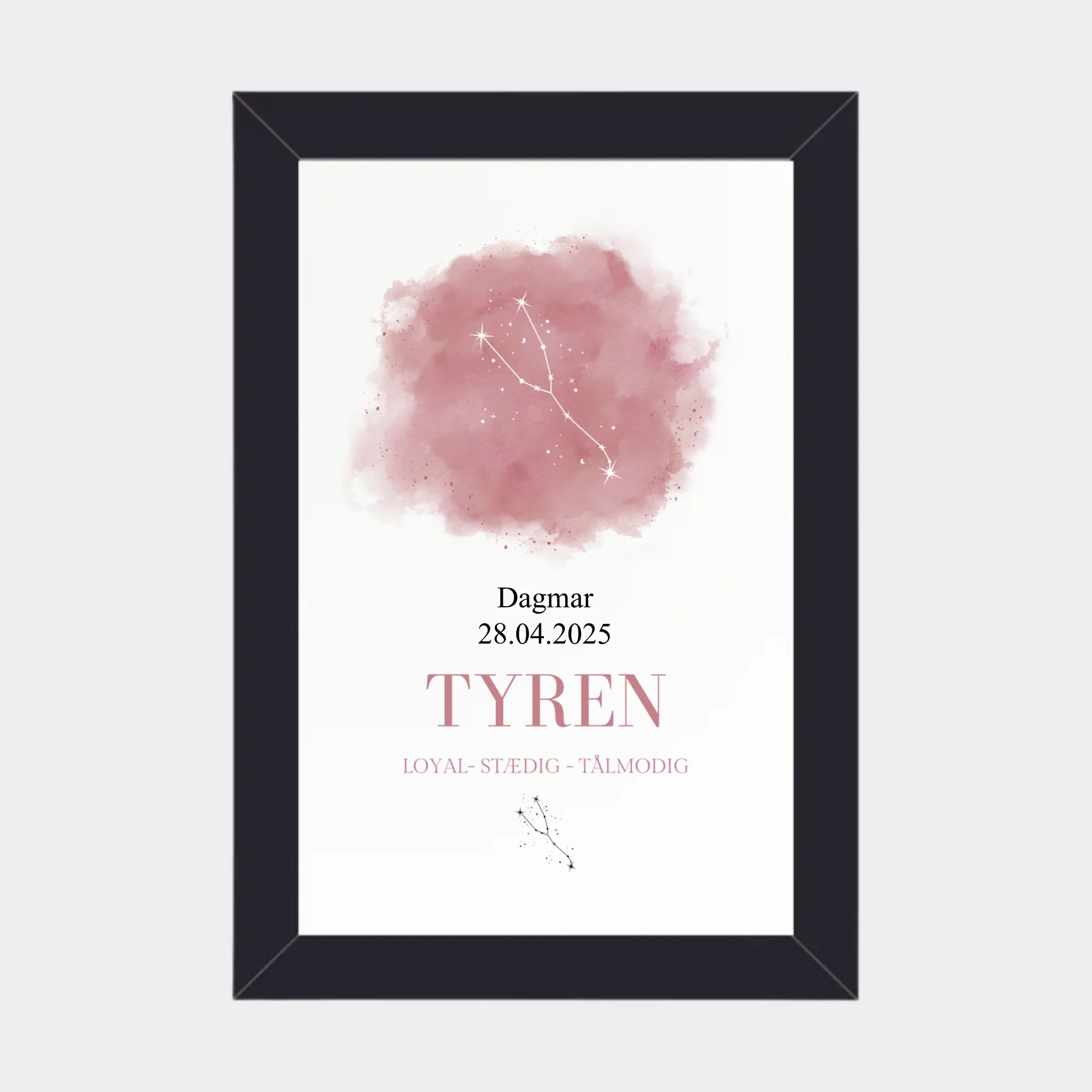 Stjernetegnsplakat – Tyren, 10 × 15 med sort ramme