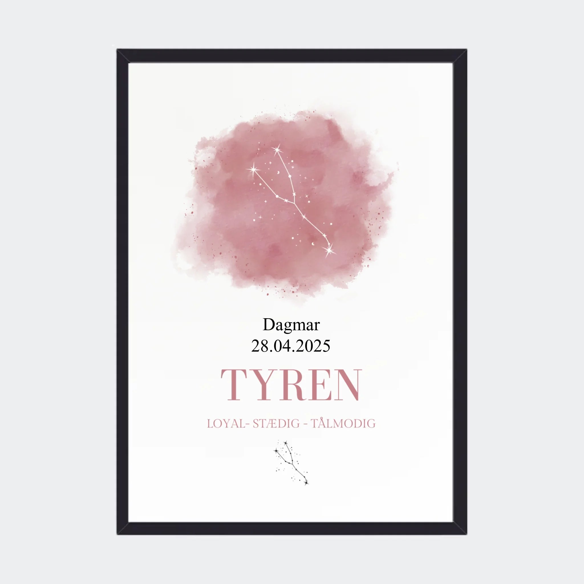 Stjernetegnsplakat – Tyren, A3 med sort ramme