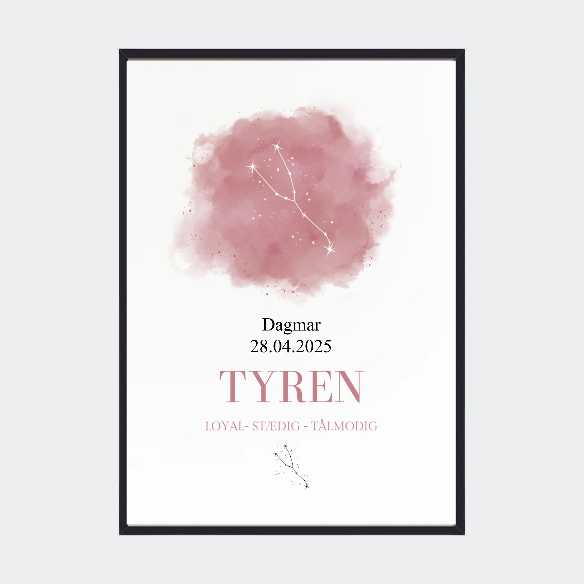 Stjernetegnsplakat – Tyren, A2 med sort ramme