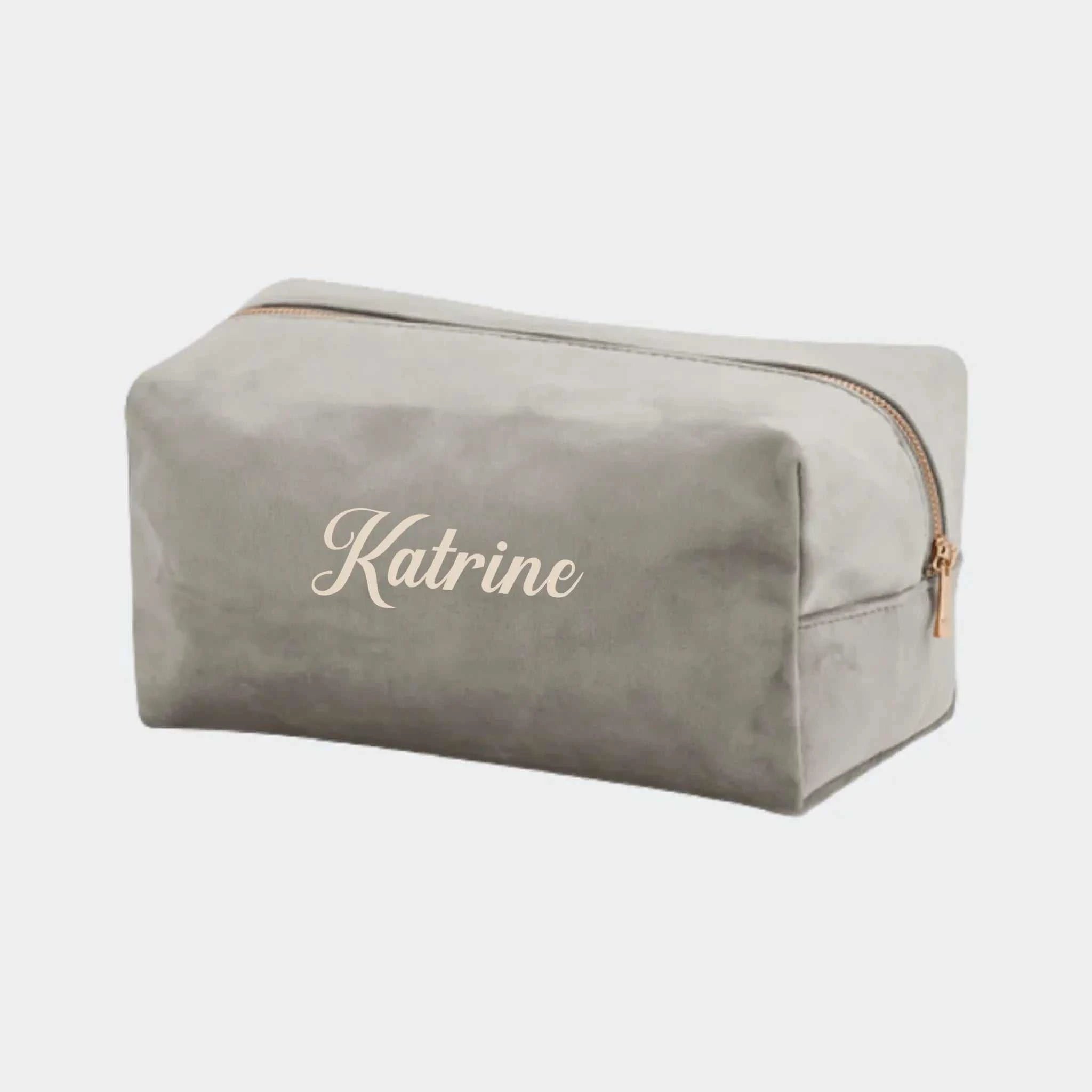 Stor velour makeuptaske – Moonstone