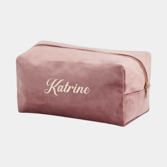 Stor velour makeuptaske – Rose