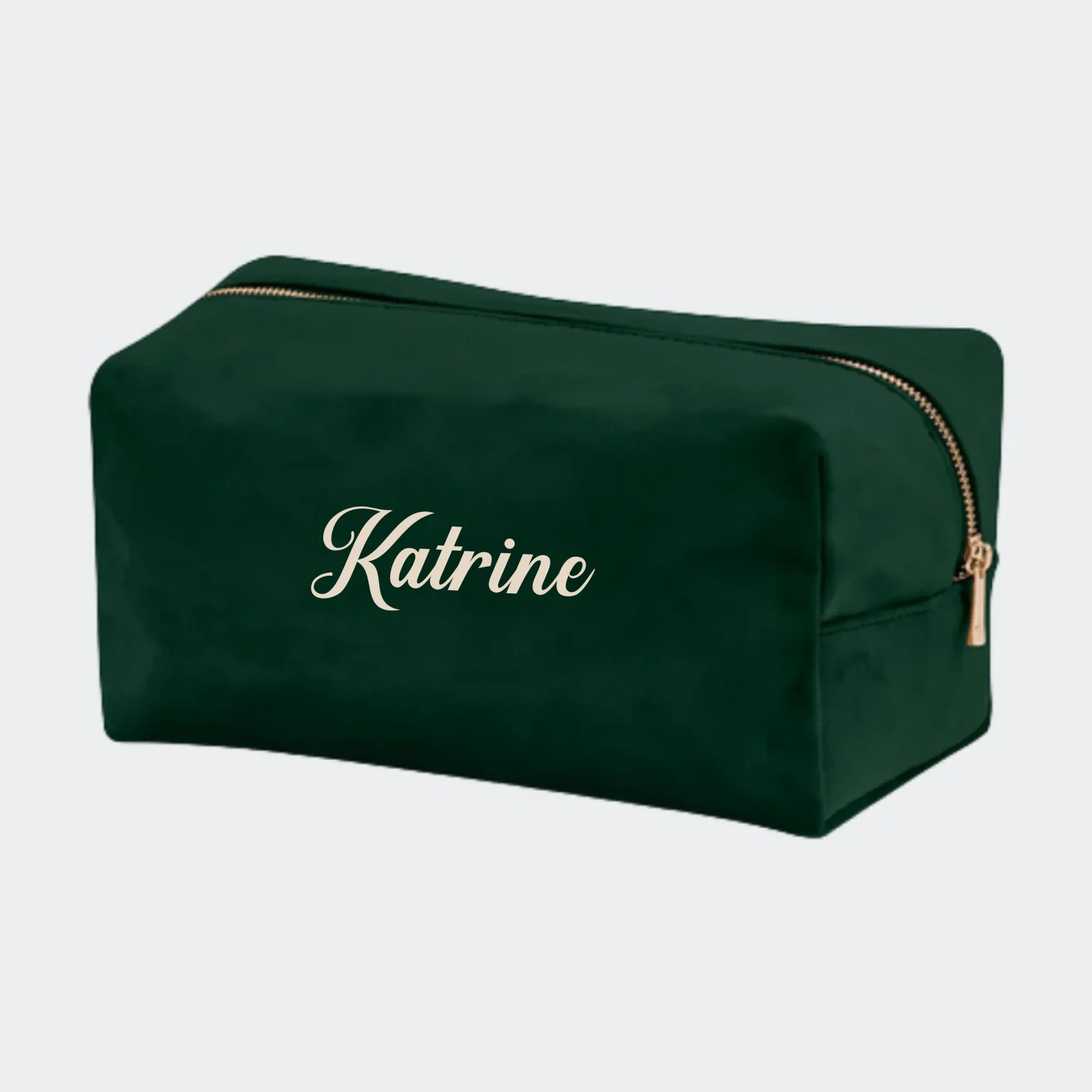 Stor velour makeuptaske – Mørkegrøn
