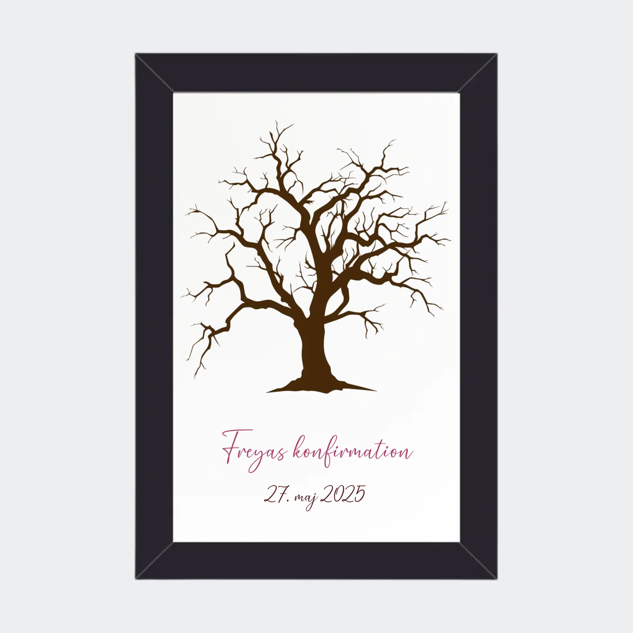 Fingeraftryksplakat – Med træ, 10 × 15 med sort ramme