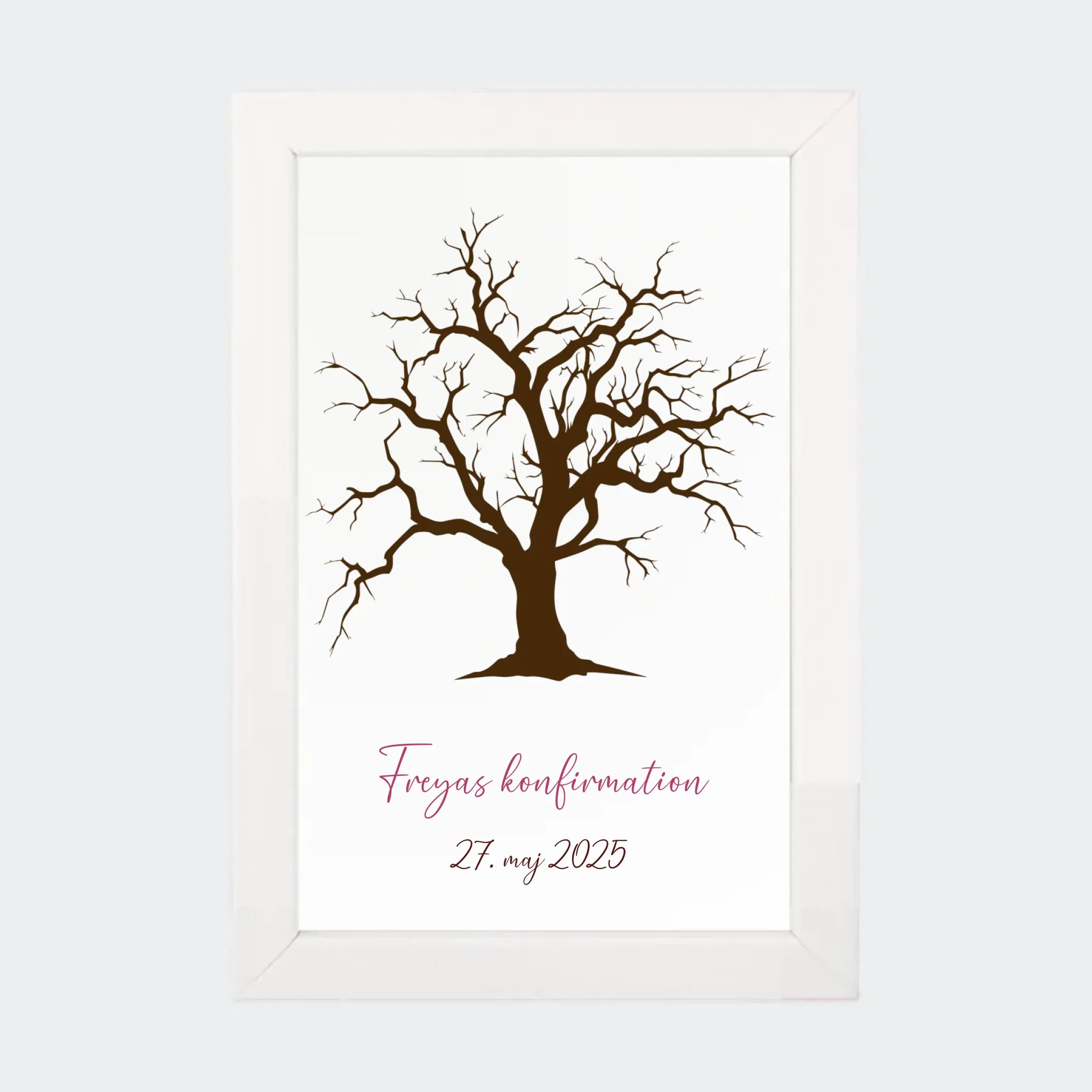Fingeraftryksplakat – Med træ, 10 × 15 med hvid ramme