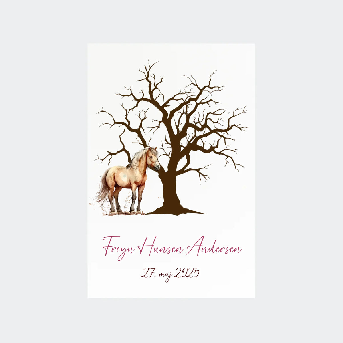 Fingeraftryksplakat – Med træ og hest, 10 × 15 uden ramme