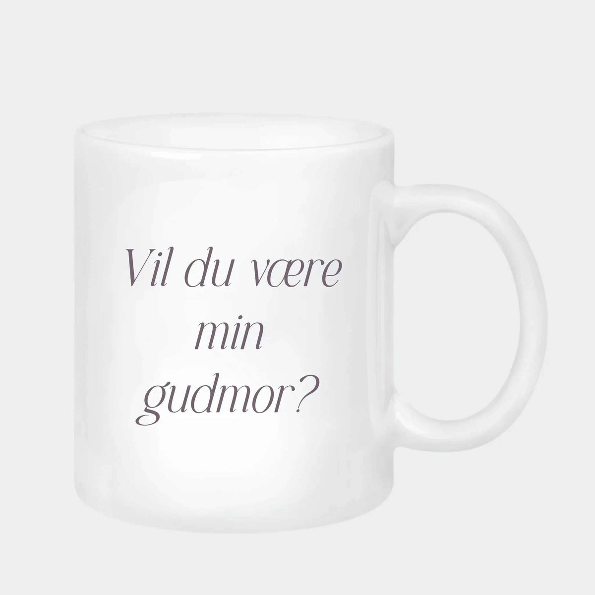 Keramikkrus – Vil du være min gudmor?, krus 330 ml hvid