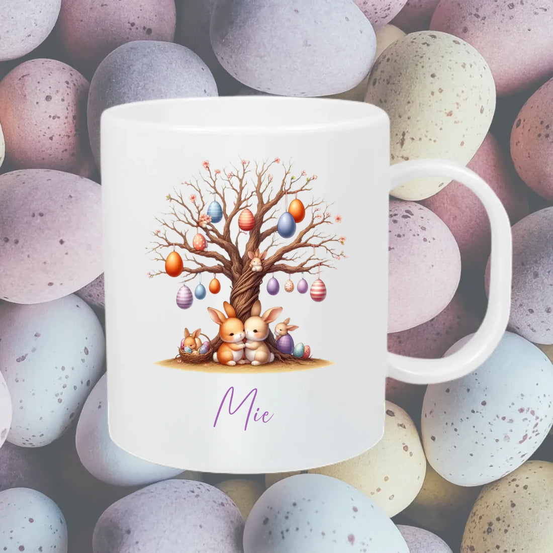 Plastikkop 320ml - Træ med påskeæg Customizer 123Unik Mat udtryk