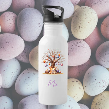 Drikkedunk med sugerør - Træ med påskeæg Customizer TeeInBlue Drikkedunk med integreret sugerør 500ml Hvid 500ml