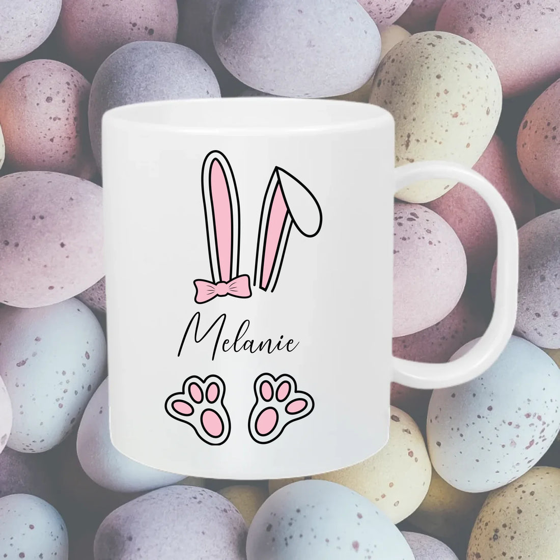 Plastikkop 320ml - Lyserød påskeharer Customizer 123Unik Mat udtryk 535 55