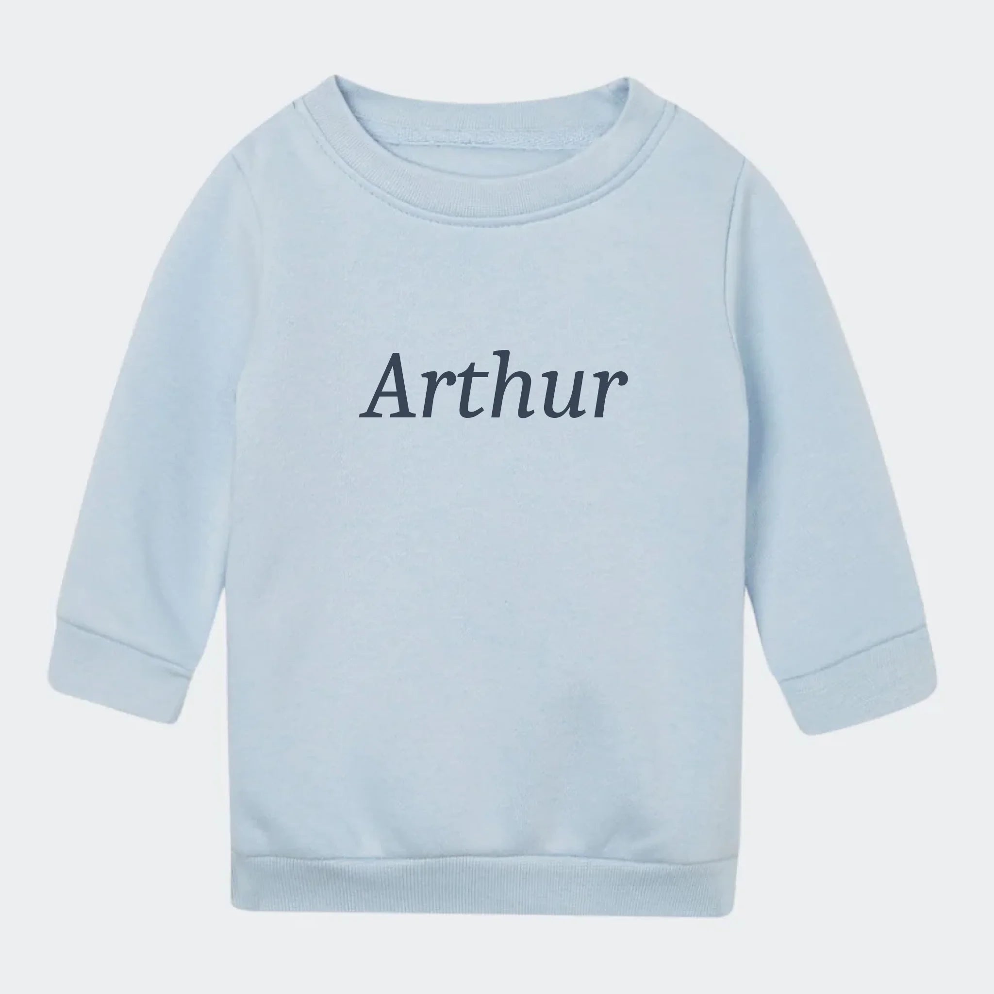 Sweatshirt til børn – Med broderet navn, lyseblå