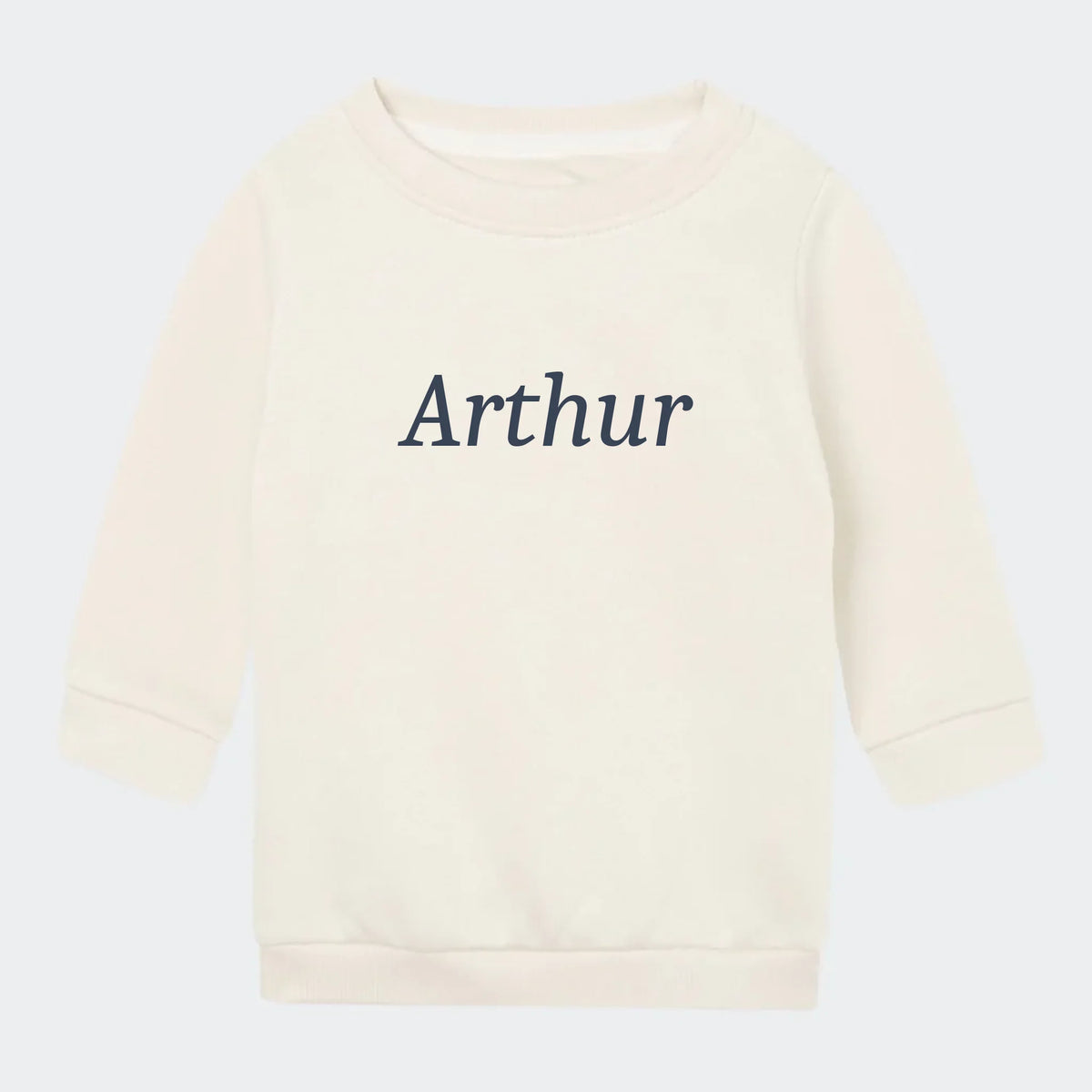 Sweatshirt til børn – Med broderet navn, natur