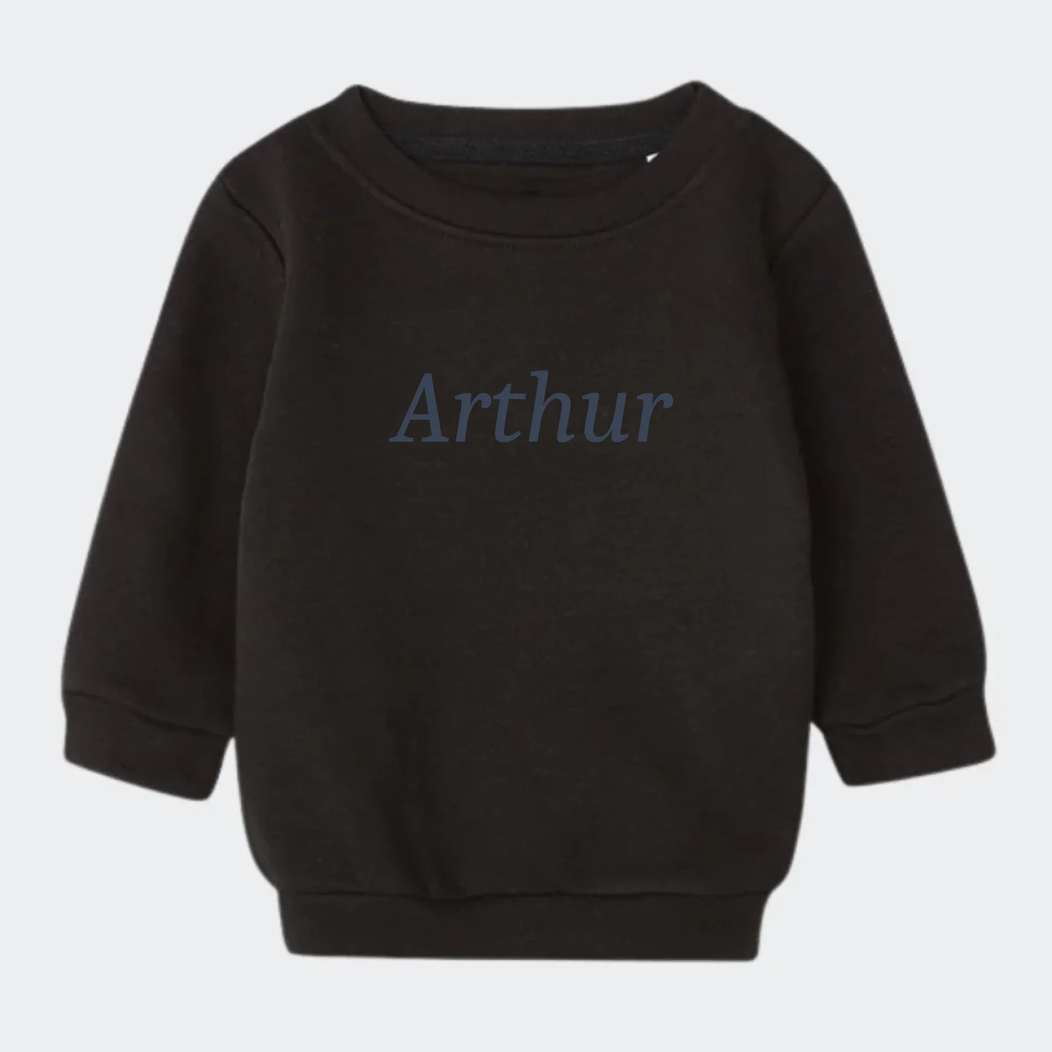 Sweatshirt til børn – Med broderet navn, sort