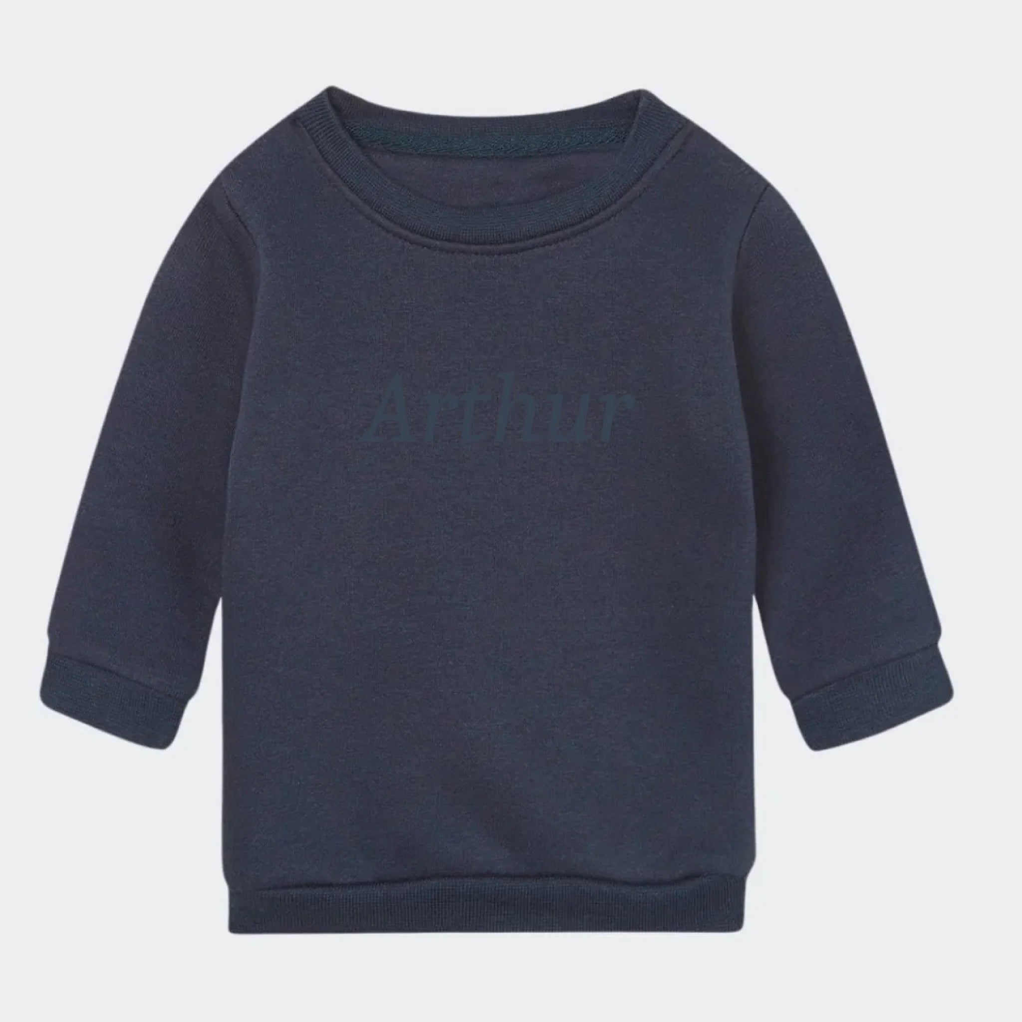 Sweatshirt til børn – Med broderet navn, marineblå