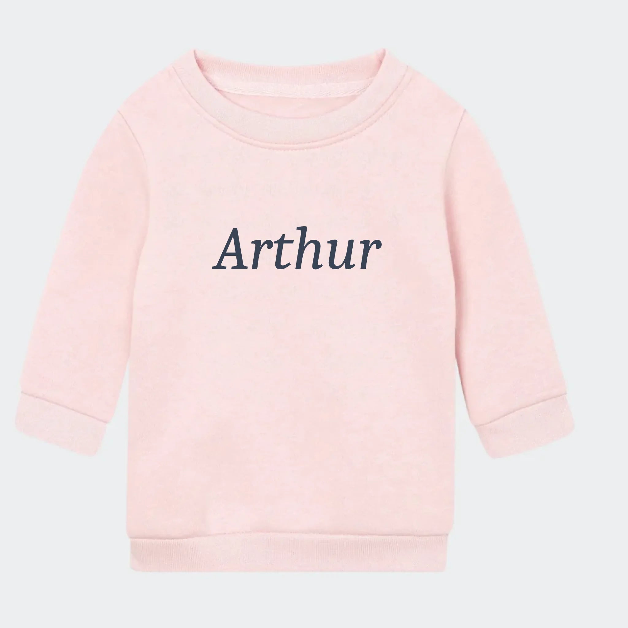 Sweatshirt til børn – Med broderet navn, lyserød