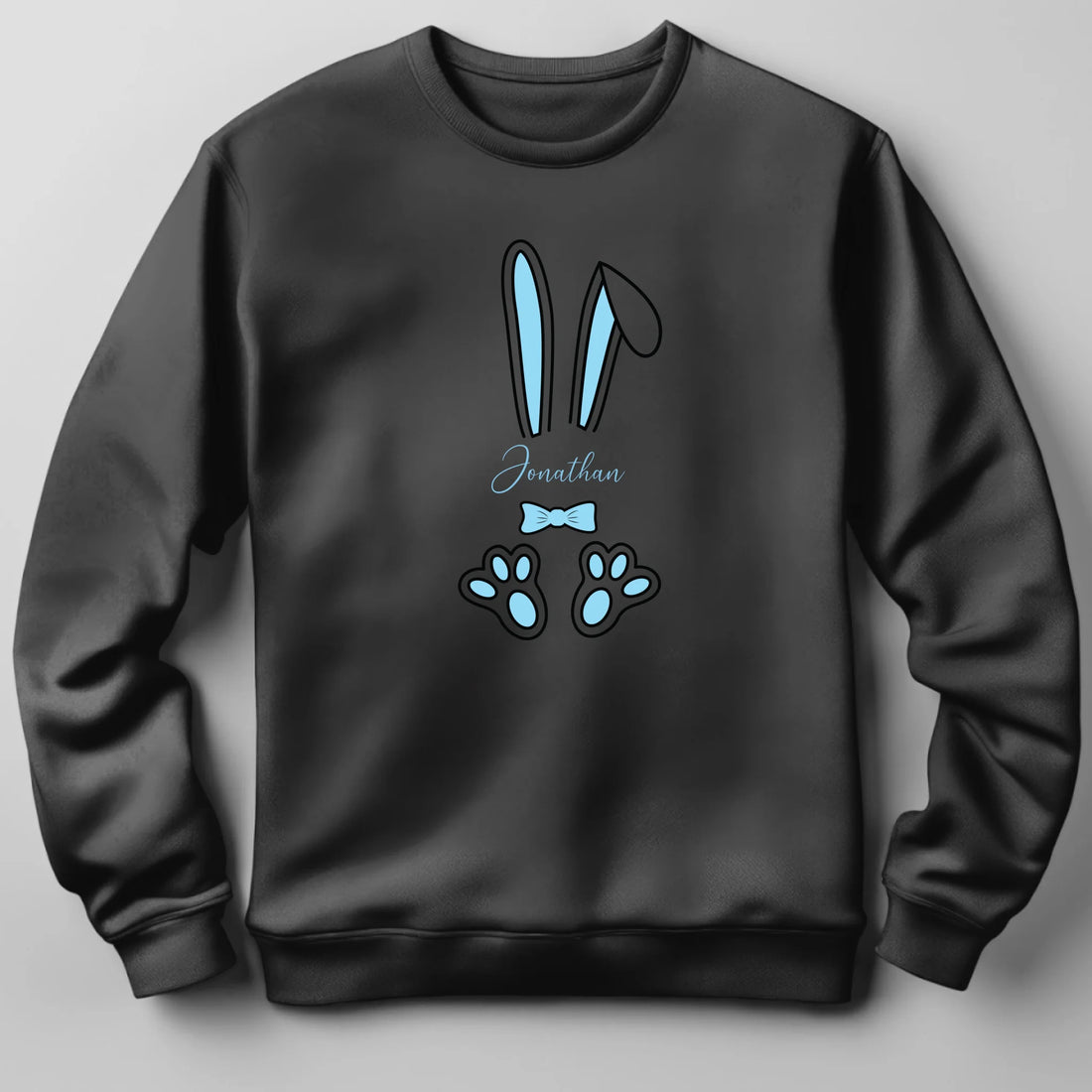 Lyseblå påskeharer - Sweatshirts Customizer TeeInBlue Sweatshirt til junior - Print på front Deep Black 1-2år