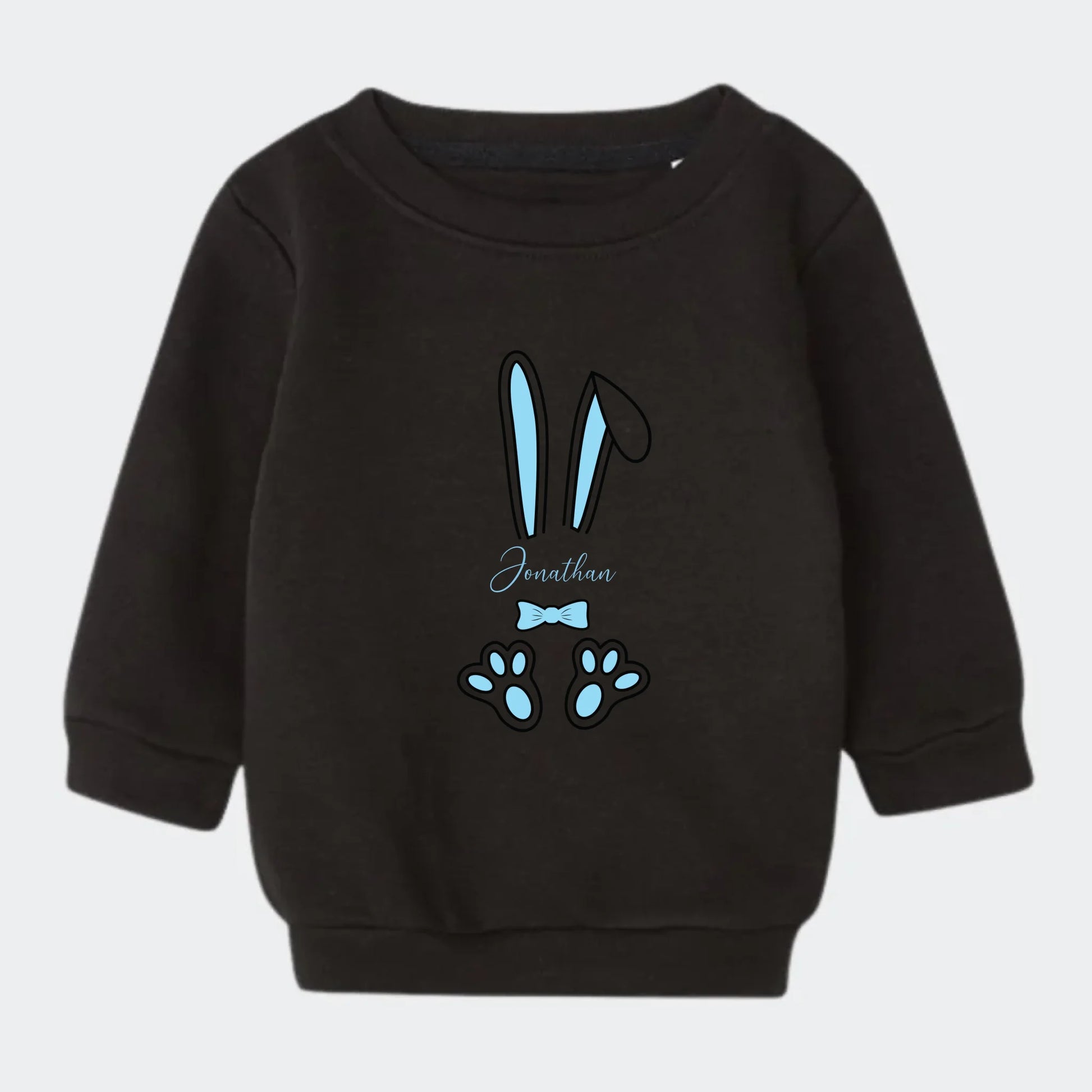 Sweatshirt til små børn - Lyseblå påskeharer Customizer TeeInBlue Sweatshirt til børn - flere farver Sort 6-12M