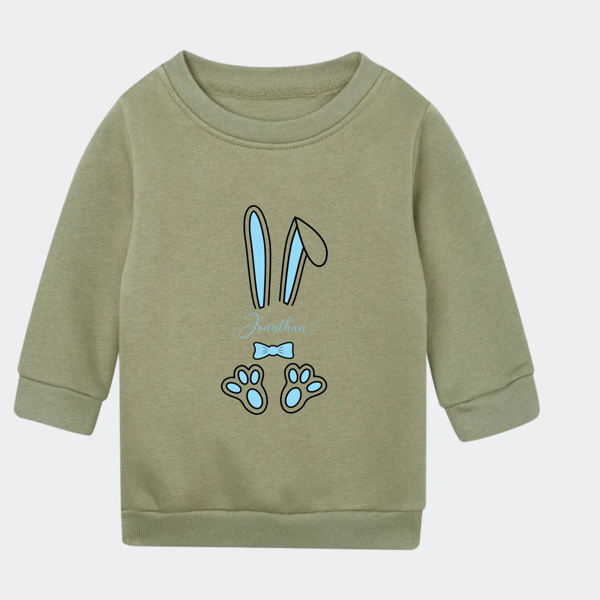 Sweatshirt til små børn med påskeharer – grøn farvevariant