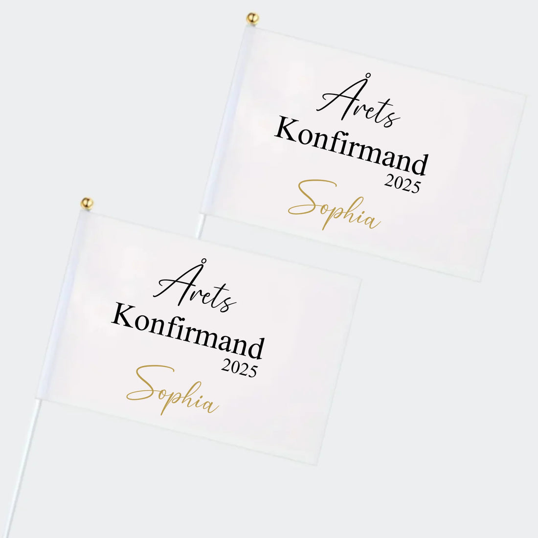 Hvide flag - Årets Konfirmand 2025 Customizer 123Unik Sublimationsflag 1 flag