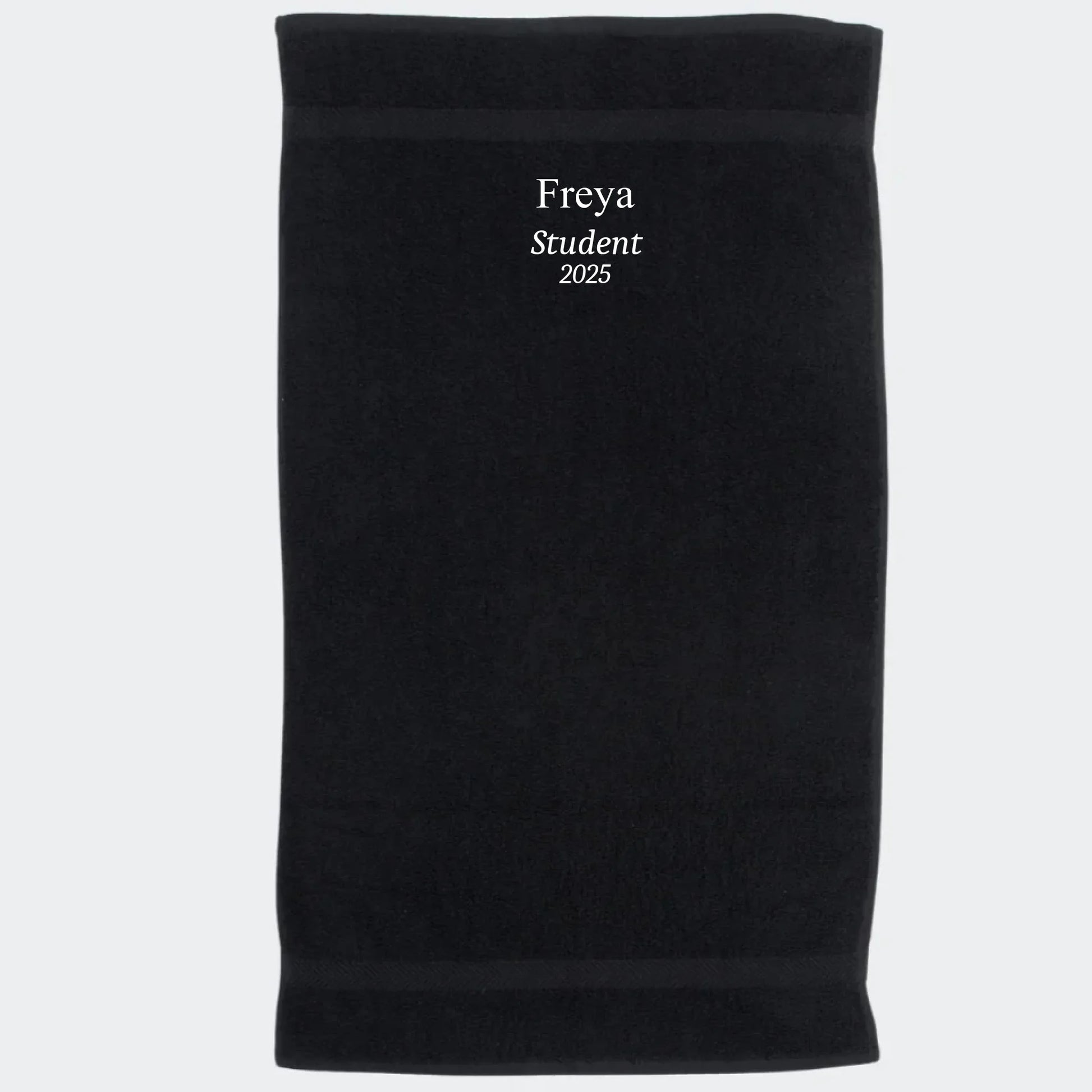 Håndklæde til studenten 2025 - flere farver Customizer TeeInBlue Håndklæde med flere linjer Sort 50x90