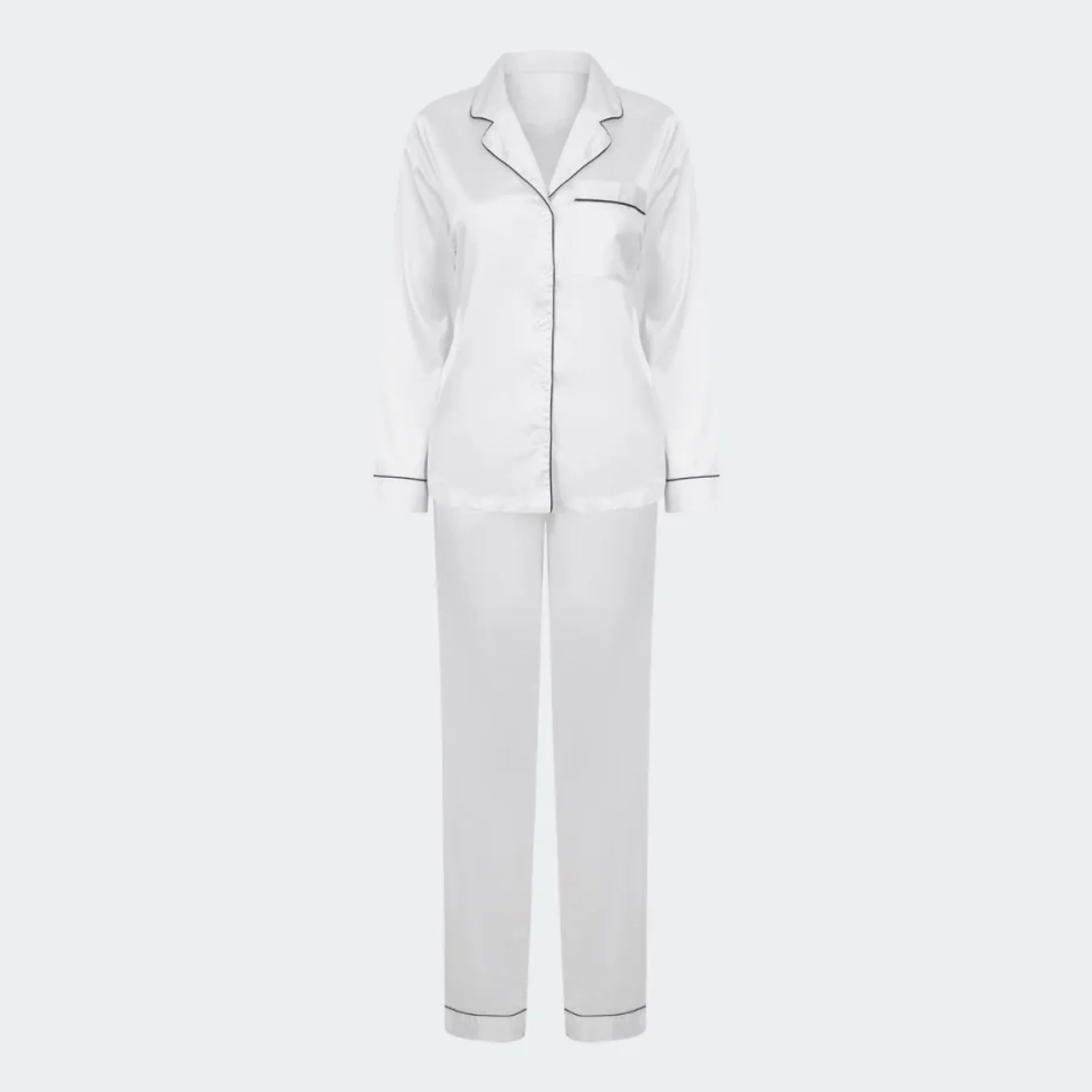 Satin 2-delt pyjamas – Hvid