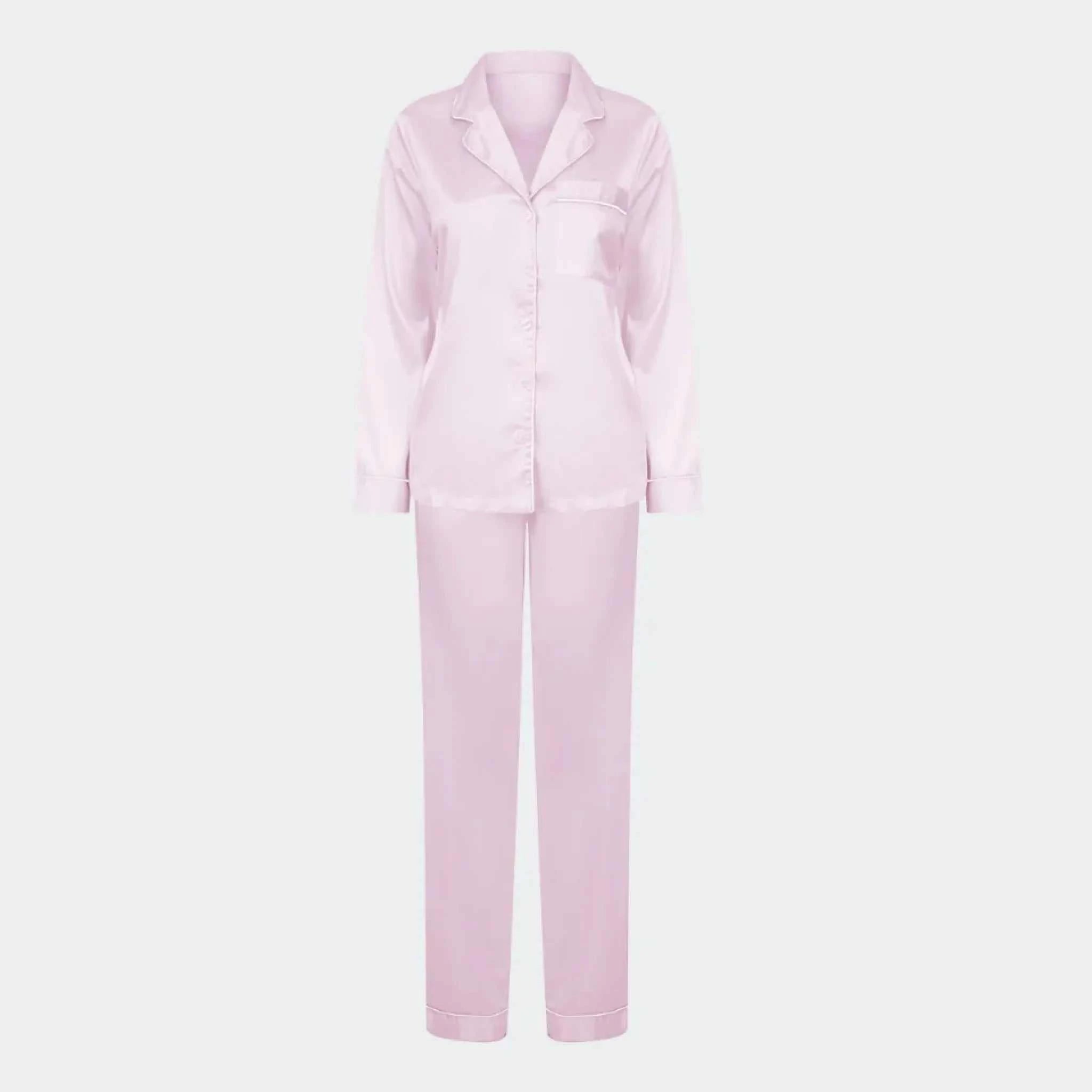 Satin 2-delt pyjamas – Lyserød