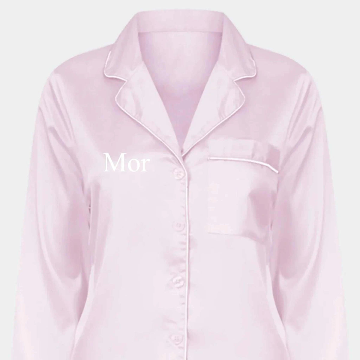 Satin 2-delt pyjamas – Lyserød, lyserød XS/S