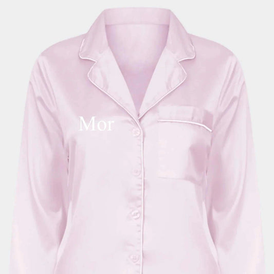 Satin 2-delt pyjamas – Lyserød, lyserød XS/S