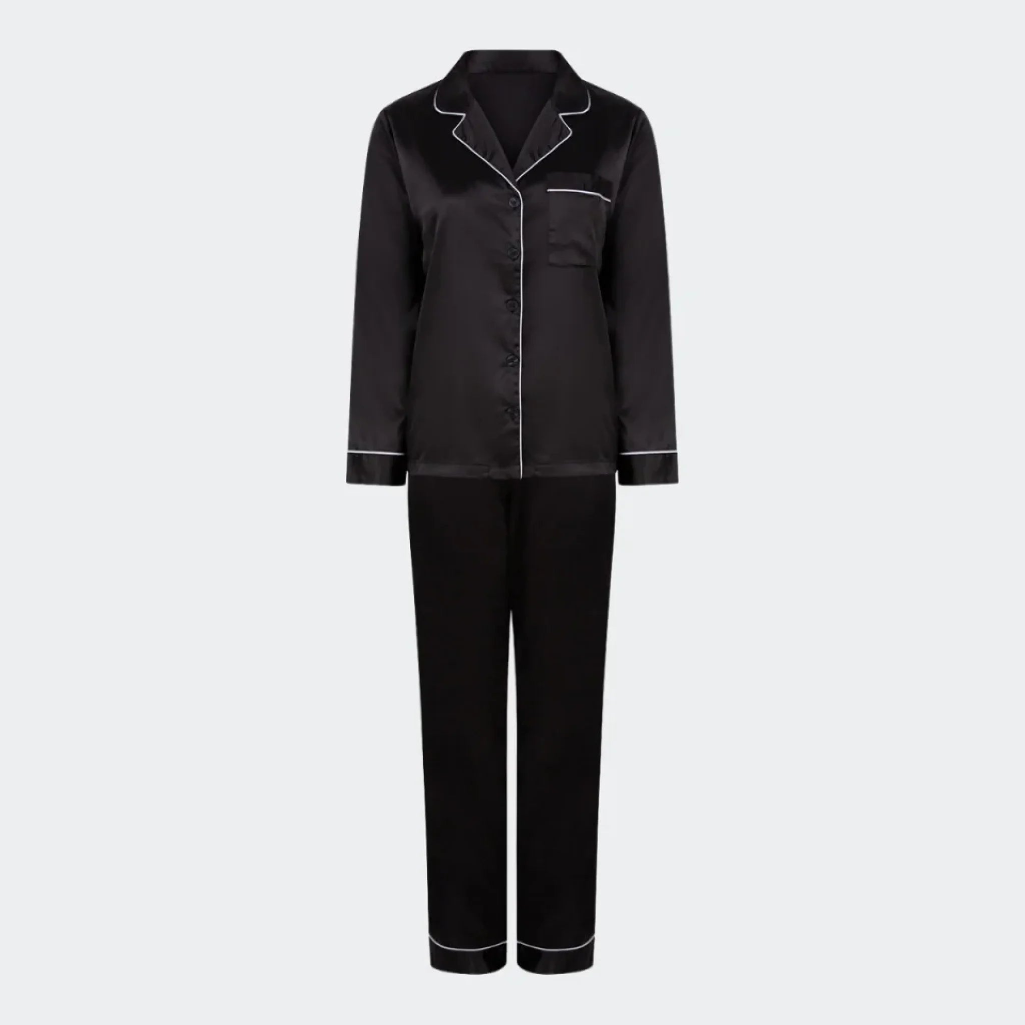Satin 2-delt pyjamas – Sort